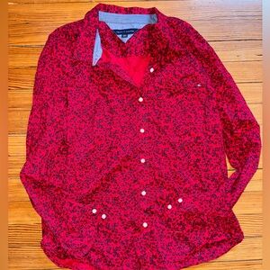 Red Tommy Hilfiger Floral Button-Up Shirt